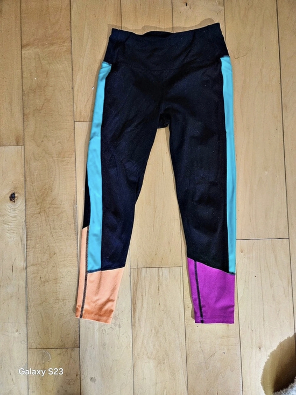 DSG BLACK MULTI Color-Block Athletic Leggings Size Small